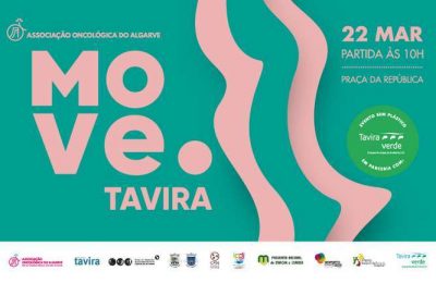O evento "MOVE.Tavira" organizado pela Associação Oncológica do Algarve (AOA), não se irá realizar a 22 de Março, foi adiado para 26 de Abril, domingo.